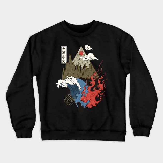 The Nature four Elements Avatar symbols Crewneck Sweatshirt by Noveldesigns